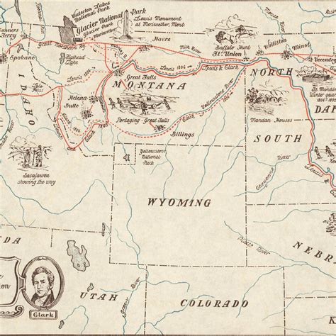 Map Showing Route of the Lewis & Clark Expedition 1804-1806 - Etsy