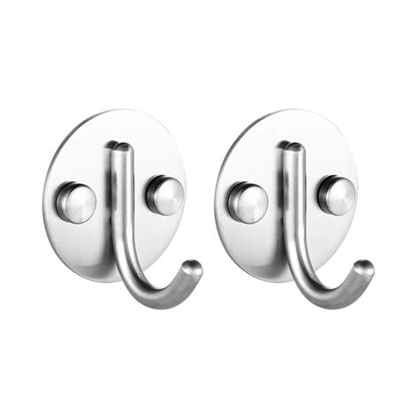 2pcs/set Wall mounted Hooks Holder Stainless Steel Hooks Single Wall Hook for Clothes Single ...