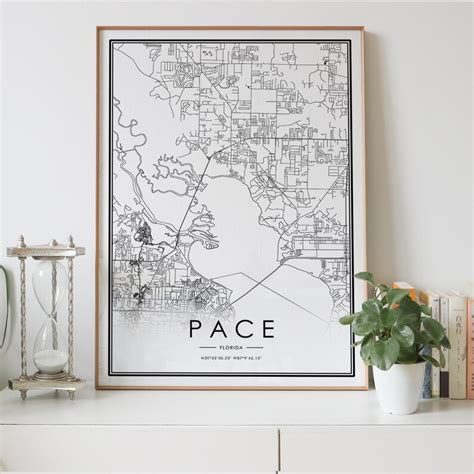 Pace Florida FL USA City Map Print Personalized Black and - Etsy