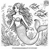 Realistic Mermaid Coloring Pages sketch template