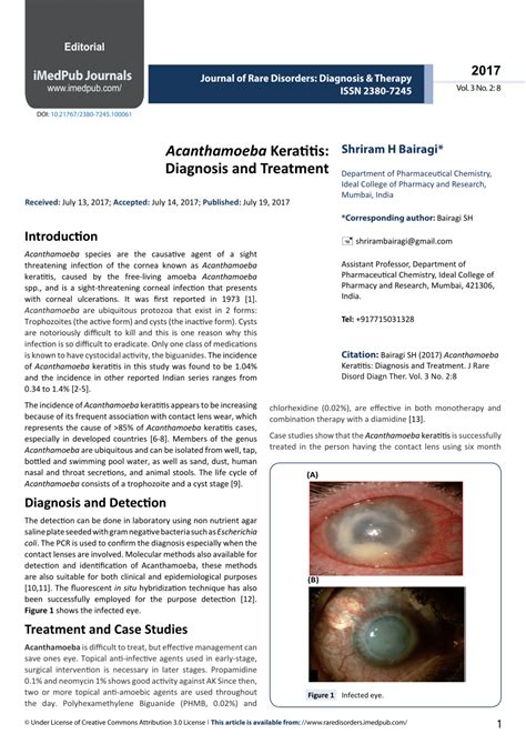 (PDF) Acanthamoeba Keratitis: Diagnosis and Treatment