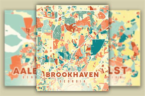 Brookhaven Georgia Colorful Map Graphic by Poster Boutique · Creative ...