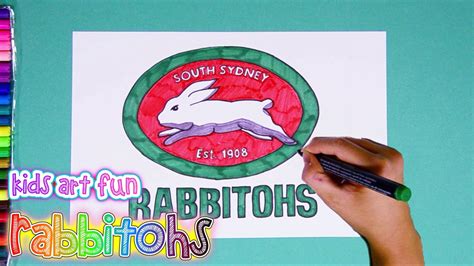 How to draw and color the South Sydney Rabbitohs Logo - National Rugby League