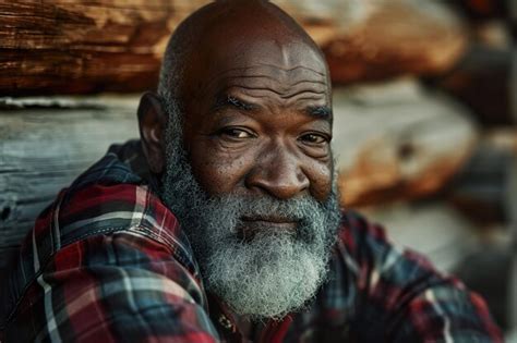 Premium Photo | Portrait of african american senior man in log cabin