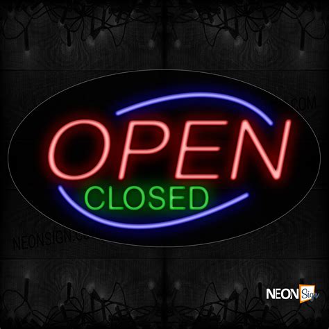 Open Closed With Blue Border Neon Sign | NeonSign.com