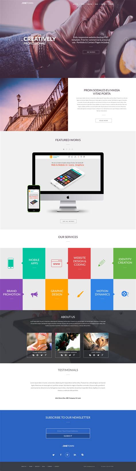 Free Responsive Website PSD Templates - GraphicsFuel