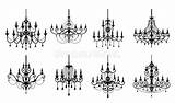 Chandelier Silhouettes Vintage Luster Lamp Stock Illustration  sketch template