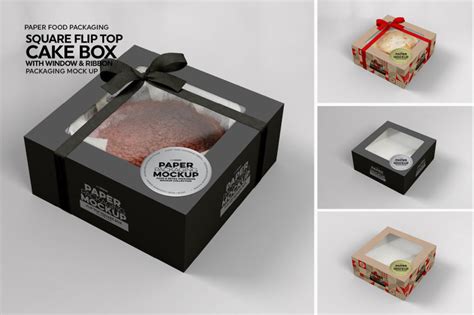 Square Flip Top Cake Box Packaging Mockup By INC Design Studio ...