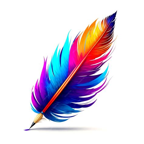 Colorfull quill feather pen vector | Premium AI-generated vector