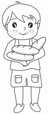 Boy With Bread Coloring Page Stock Illustration  Of sketch template