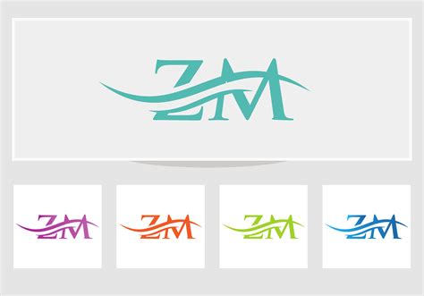 ZM Logo design vector. Swoosh letter ZM logo design. Initial ZM letter ...