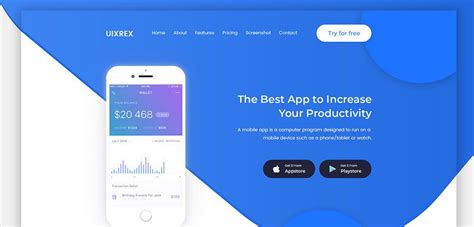 App Landing page template for XD (v2) - XDGuru.com