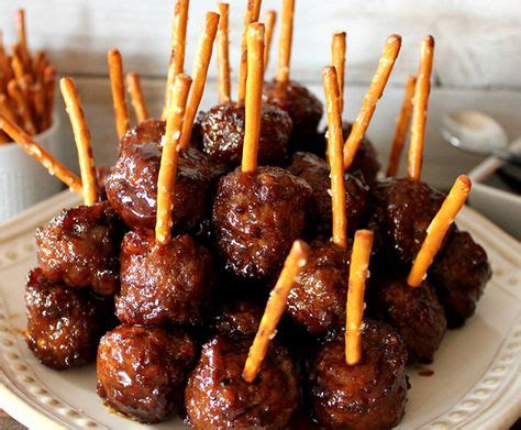 Yummy meatball and pretzel appetizers~Love that the pretzels take the ...