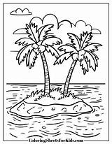 Tropical Island Coloring Page sketch template
