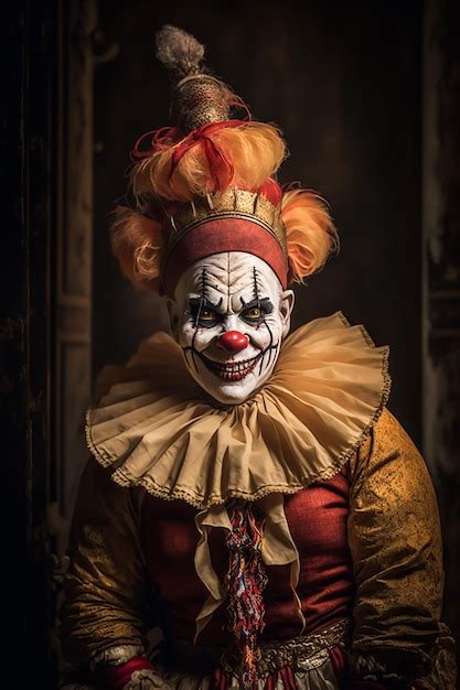 Premium AI Image | A Horror Classic clown in vintage costume suit and ...