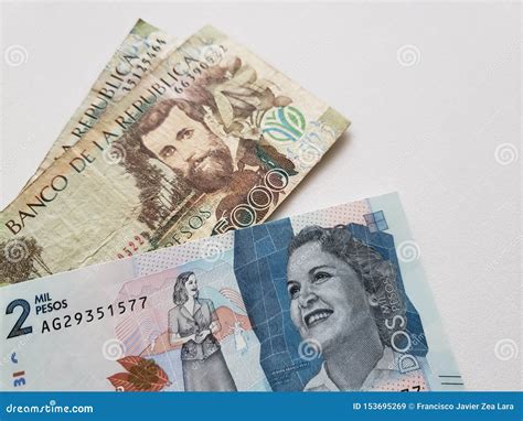 Colombian Banknotes of Different Denominations on White Background Stock Image - Image of bill ...