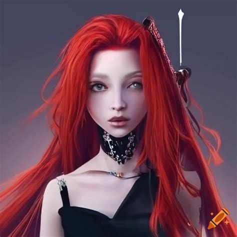 Red-haired fairy with sword in black attire