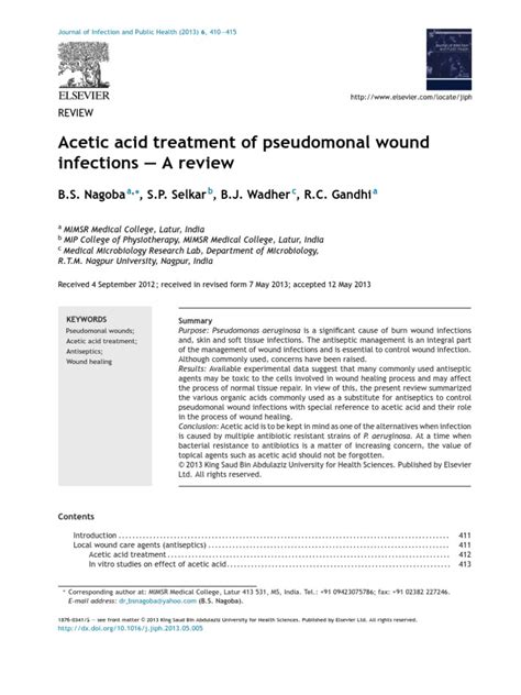 Acetic Acid Treatment of Pseudomonal Wound Infections | PDF ...