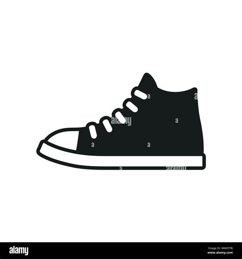 Classic black and white sneaker icon or logo. Simple symbol of canvas ...