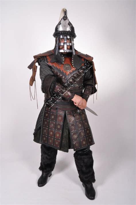 First Class Original Genghis Khan costumes original leather and handmade Mongolian Khan costume ...