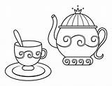 Printable Teapot And Teacup Coloring Page sketch template