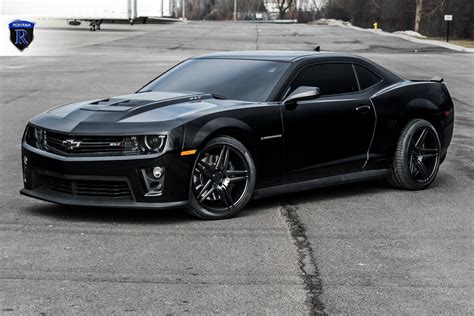 Black Chevy Camaro ZL1 showing off a few upgrades including Rohana Wheels. | Black camaro, Chevy ...