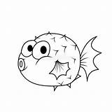 Porcupine Fish Clipart Coloring sketch template