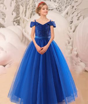 Royal Blue Bridesmaid Girl Dress For Wedding Kid Formal