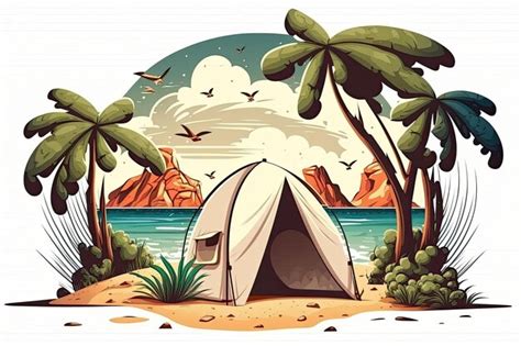 Premium AI Image | Setup of a beach tent