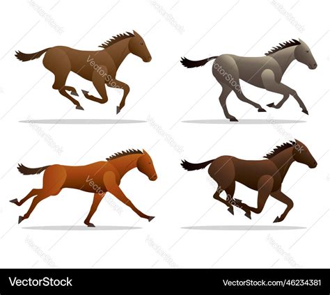 Galloping horses set of 4 Royalty Free Vector Image