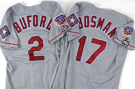 Lot Detail - 1997 Damon Buford and Dick Bosman Texas Rangers Team Issued Road Gray Jerseys (Lot ...