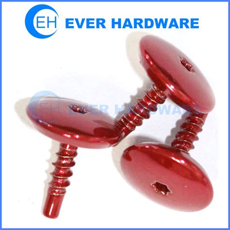 Large head decorative screws star recessed red painted rivet threaded