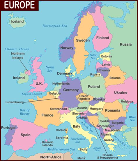 Map of Europe Cities Pictures: Map of Europe Countries Pictures
