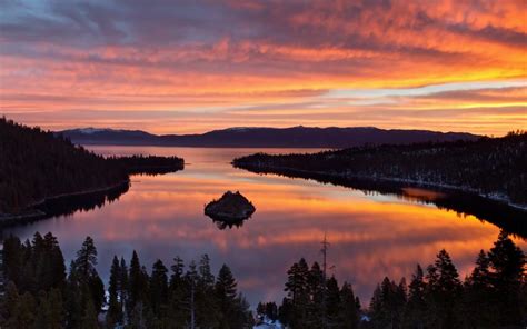 USA, California, Lake Tahoe, morning scenery, trees, sunrise wallpaper | nature and landscape ...