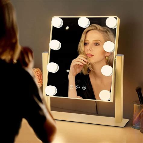 DingLiLighting Vanity Makeup Mirror with 9 Dimmable LED Bulbs Dressing ...