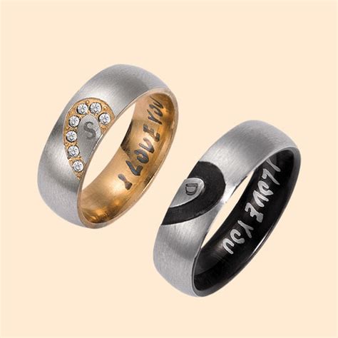 Personalized I Love You Initial Rings Set for Couples - CALLIE