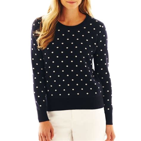 jcpenney - Liz Claiborne Long-Sleeve Polka Dot Knit Sweater - jcpenney ...