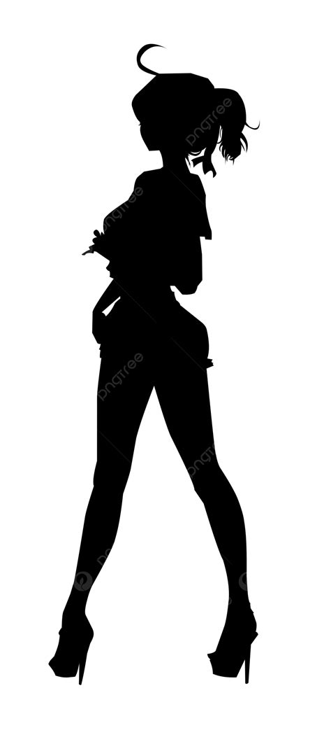 Anime Girl Silhouette Vector, Anime Girl, Anime Vector, Silhouette PNG and Vector with ...