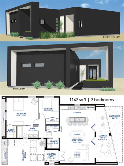 Small Front Courtyard House Plan | 61custom | Modern House Plans