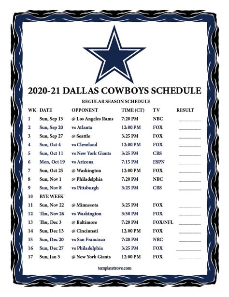 Blanca Watson Kabar: Dallas Cowboys Schedule 2021