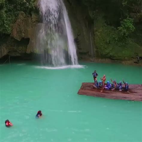 Kawasan Falls: The Philippines' Mystic Water Park | 15 feet is a steep drop! #KawasanFalls # ...