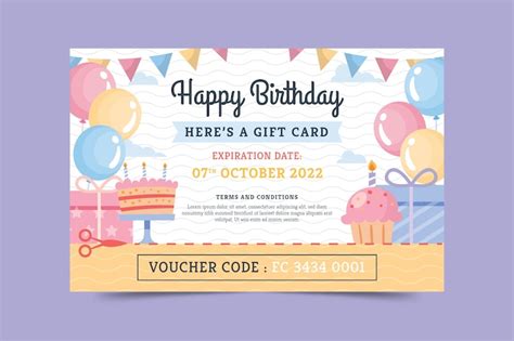 Premium Vector | Flat design birthday gift voucher template