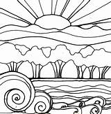Ocean Sunset Coloring Pages Sketch Page sketch template