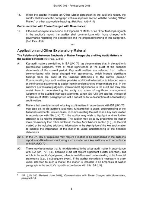 Isa (uk)-706 revised-june-2016 Emphasis of Matter Paragraphs and Othe…