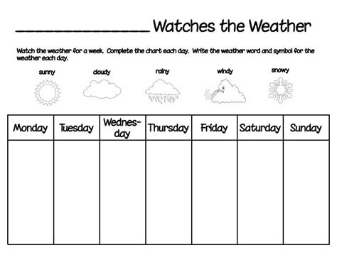 Printable weather chart | Weather science, Preschool weather, Weather chart