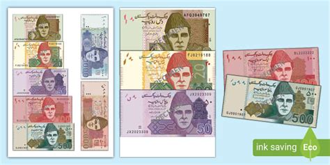 Pakistan Rupee Banknotes Cut Outs (Teacher-Made) - Twinkl