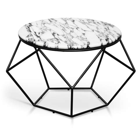 Ivan 72cm Round Marble Coffee Table - Matt Black Base | Interior ...