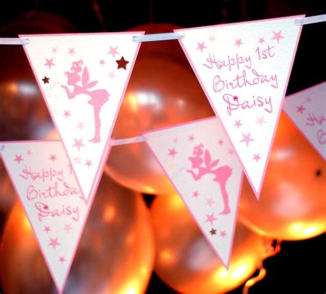 Pink girl's party bunting Personalised Ist birthday | Etsy