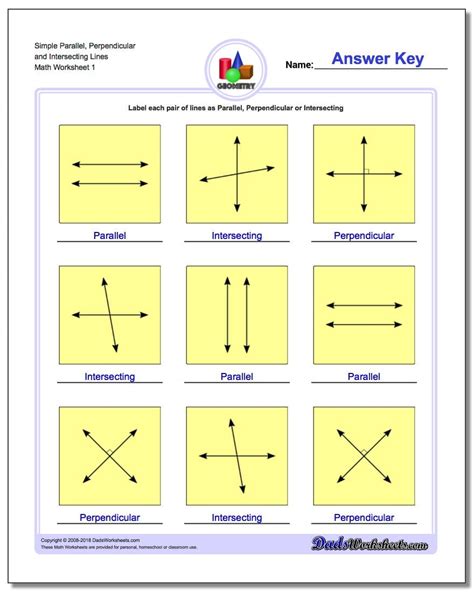 Parallel And Perpendicular Lines Worksheets Answers Key Geom