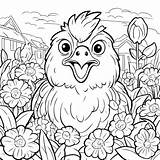 Baixe Alegre Pássaro De Desenho Animado Cercado Por Flores Coloring  sketch template